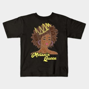 Melanin Queen Words in Afro Hair Kids T-Shirt